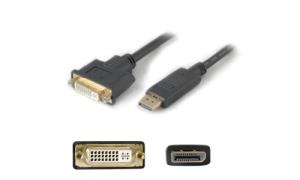 Adaptor Cable - DisplayPort 1.2 Male To DVI-I (29 Pin) Female - 0.2m -  Black